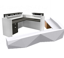 L shaped reception counter