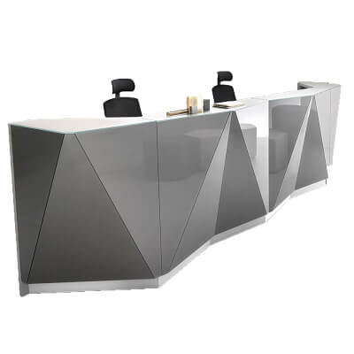 cool geometric reception desk