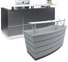 dark grey receptionist tables