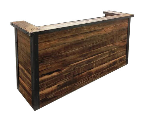 rustic industrial reception desk