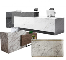 black & white marble stone reception counters