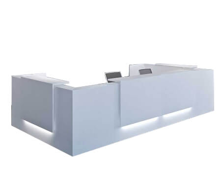 white reception desk