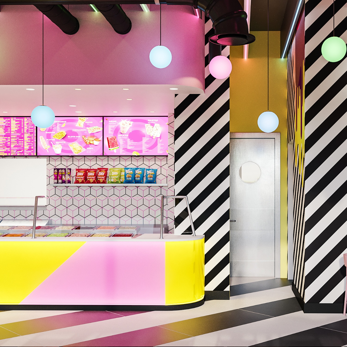 ice cream bar counter