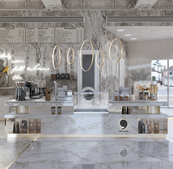 ice cream bar counter 