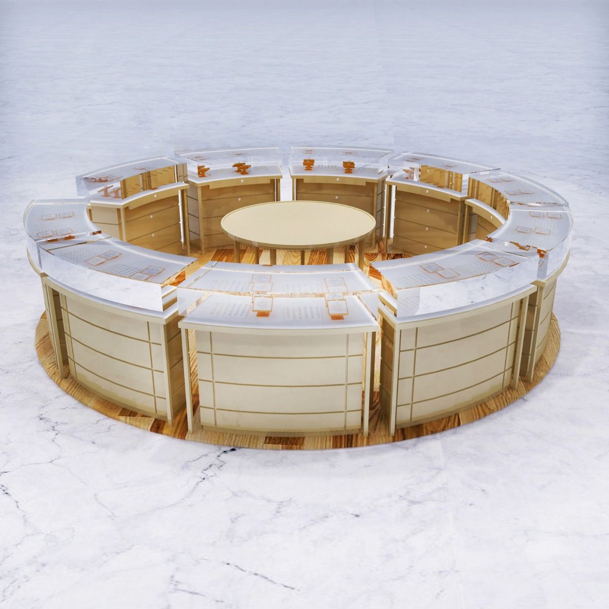 rounded jewelry kiosk
