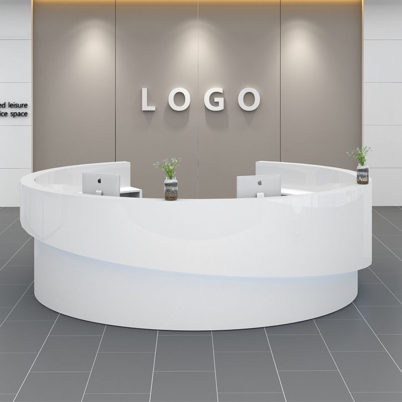 rounded reception desk