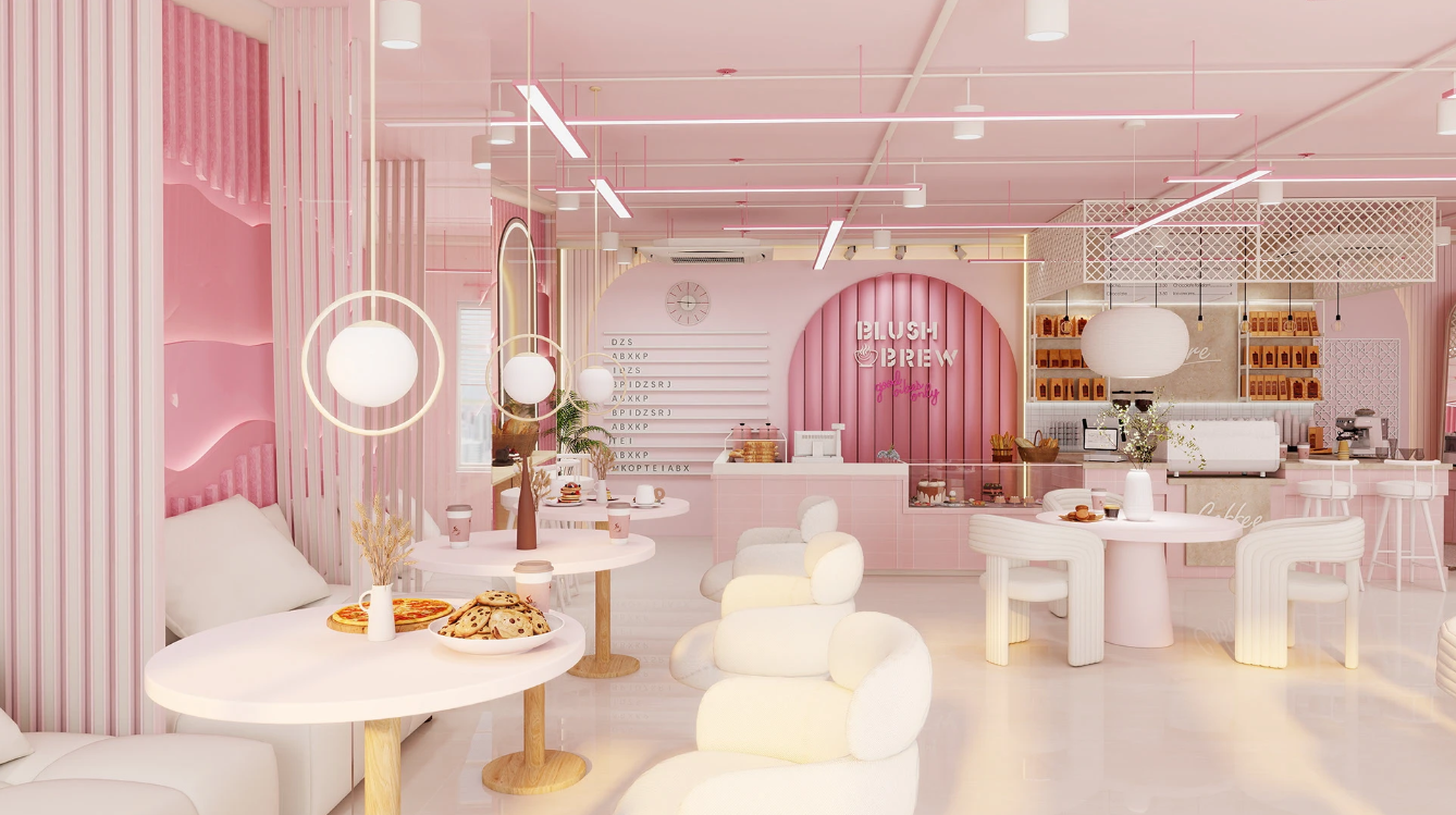 pink coffee shop 