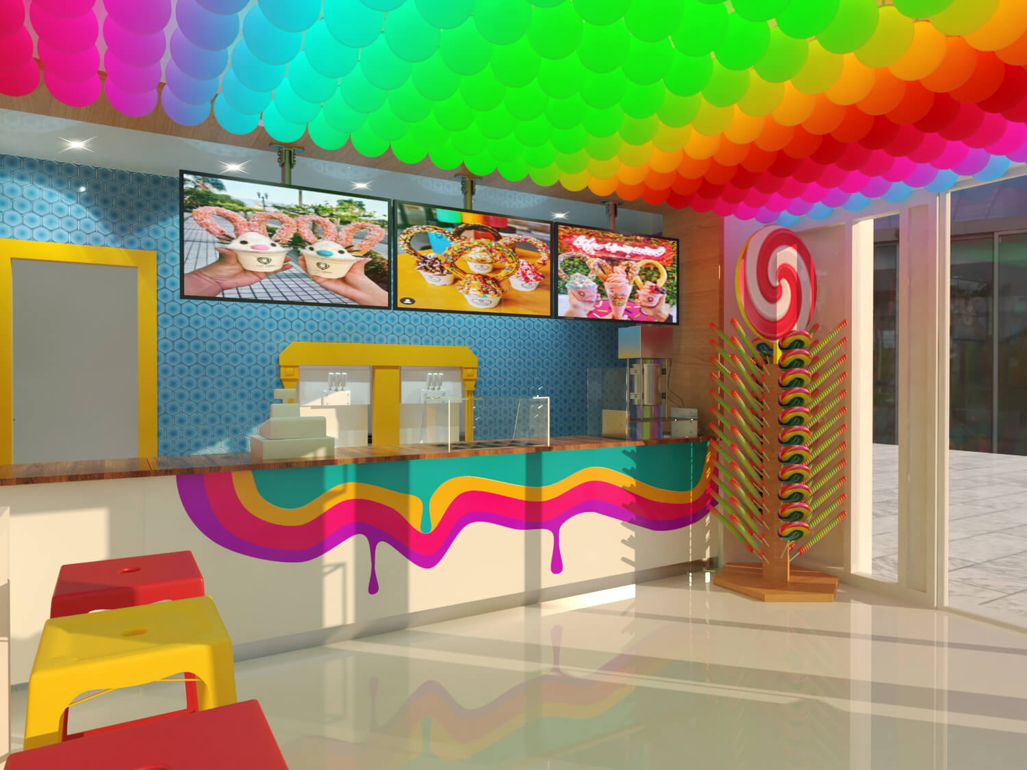 yogurt store order counter design
