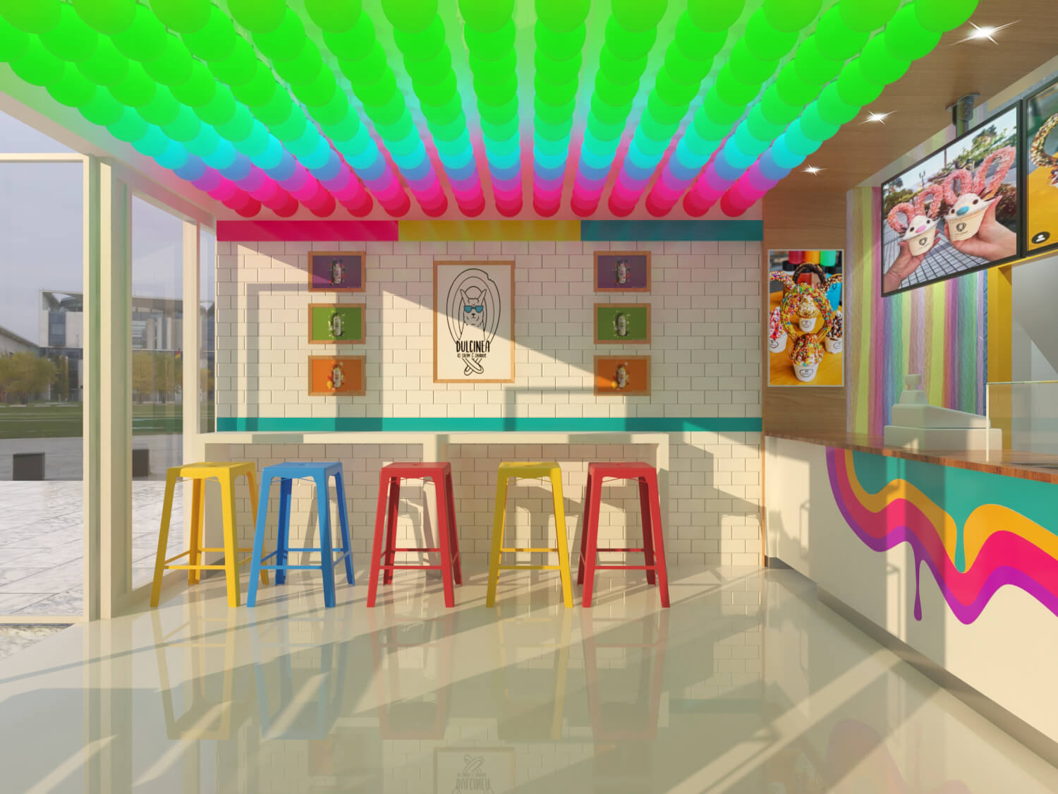 yogurt store seating design