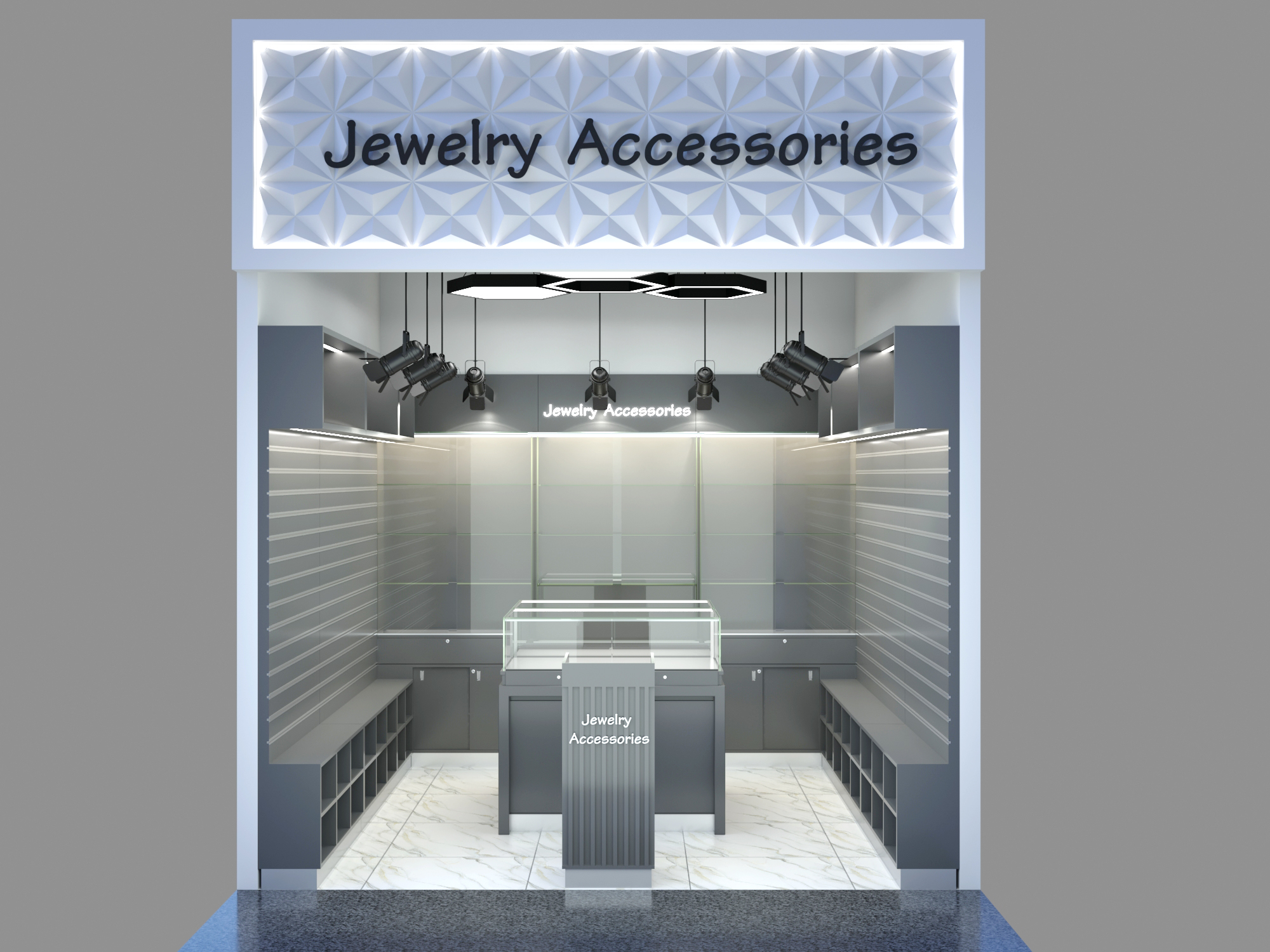 Small jewelry store interior design clothes display