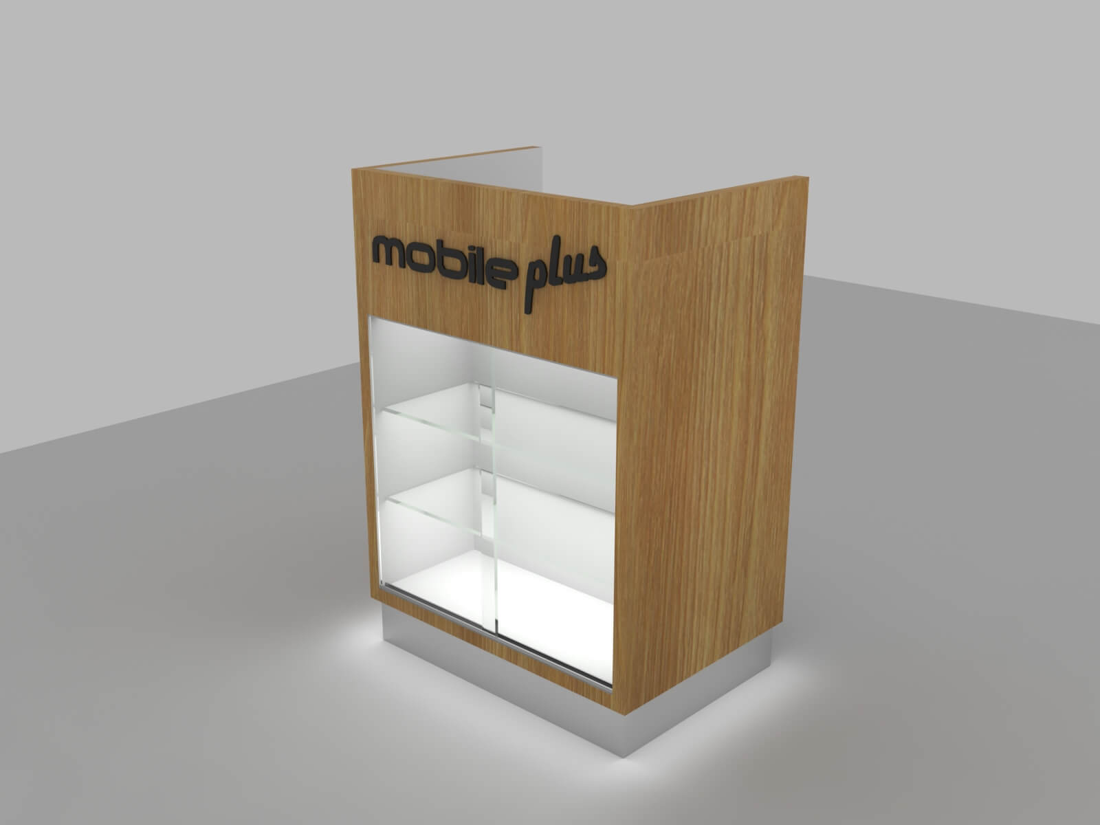 retail cash counter with display showcase