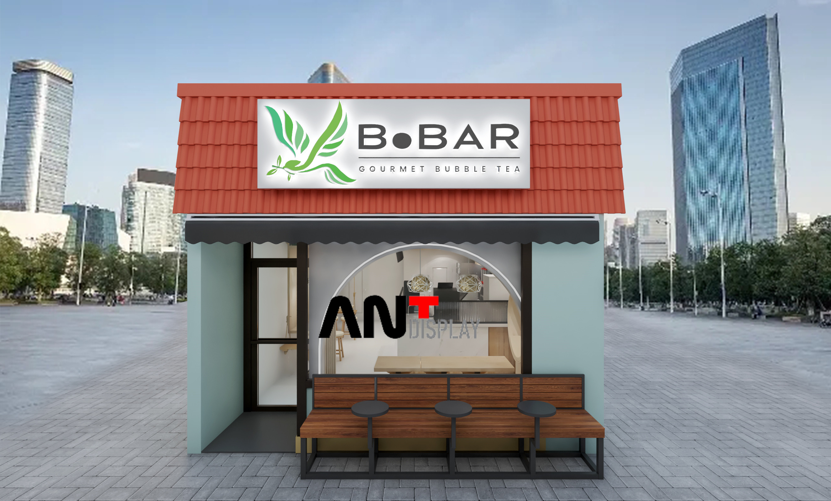 Burlywood Bubble Tea Retail Shop New Light Wood Milk Tea Counter Bar Custom Design