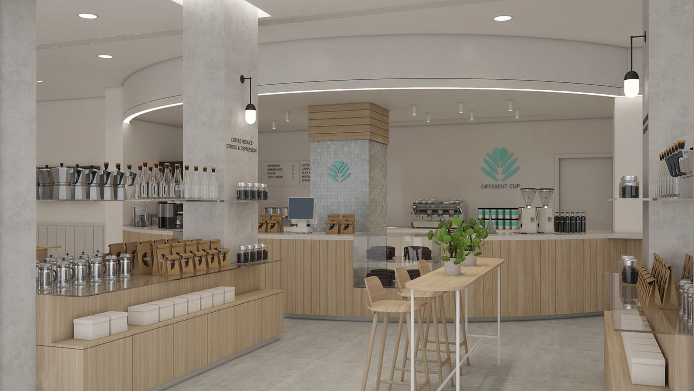Coffee Bean Retail Store Expresso Drink Shop Design Retail Shelf Furniture
