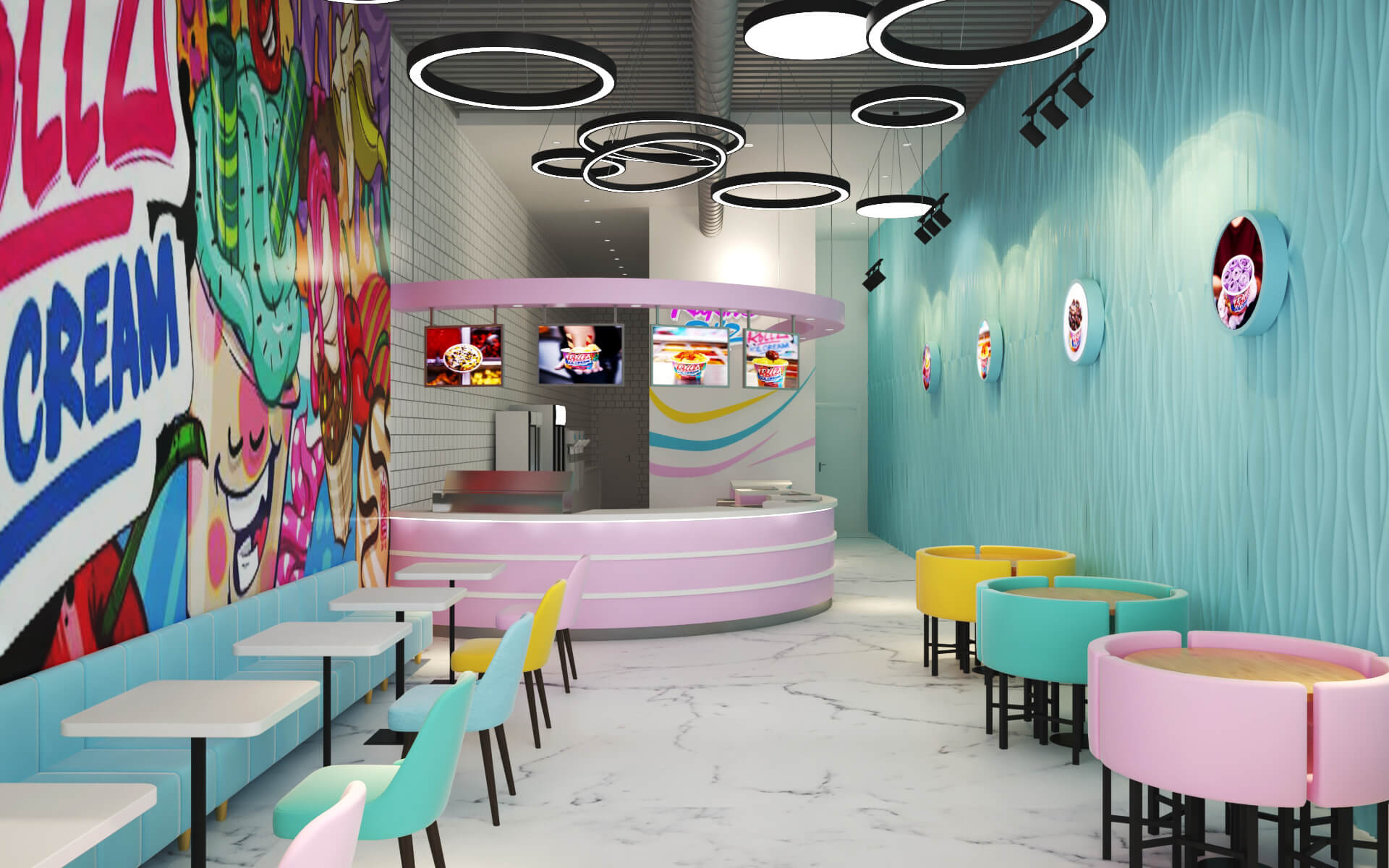 Roll ice cream shop design 