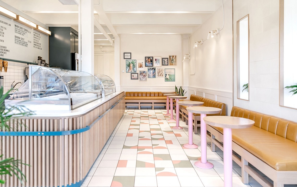Wooden ice cream store design ideas