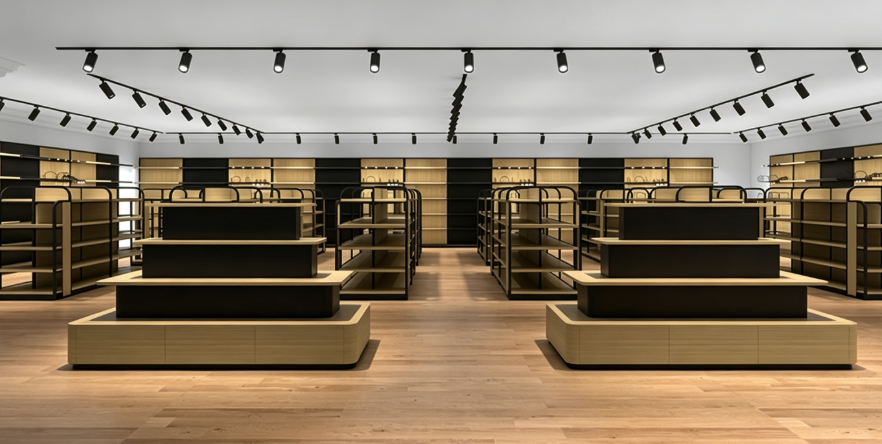 Grocery Store Fixture Project: Real‑World Modern Steel‑Wood Shelving Layout