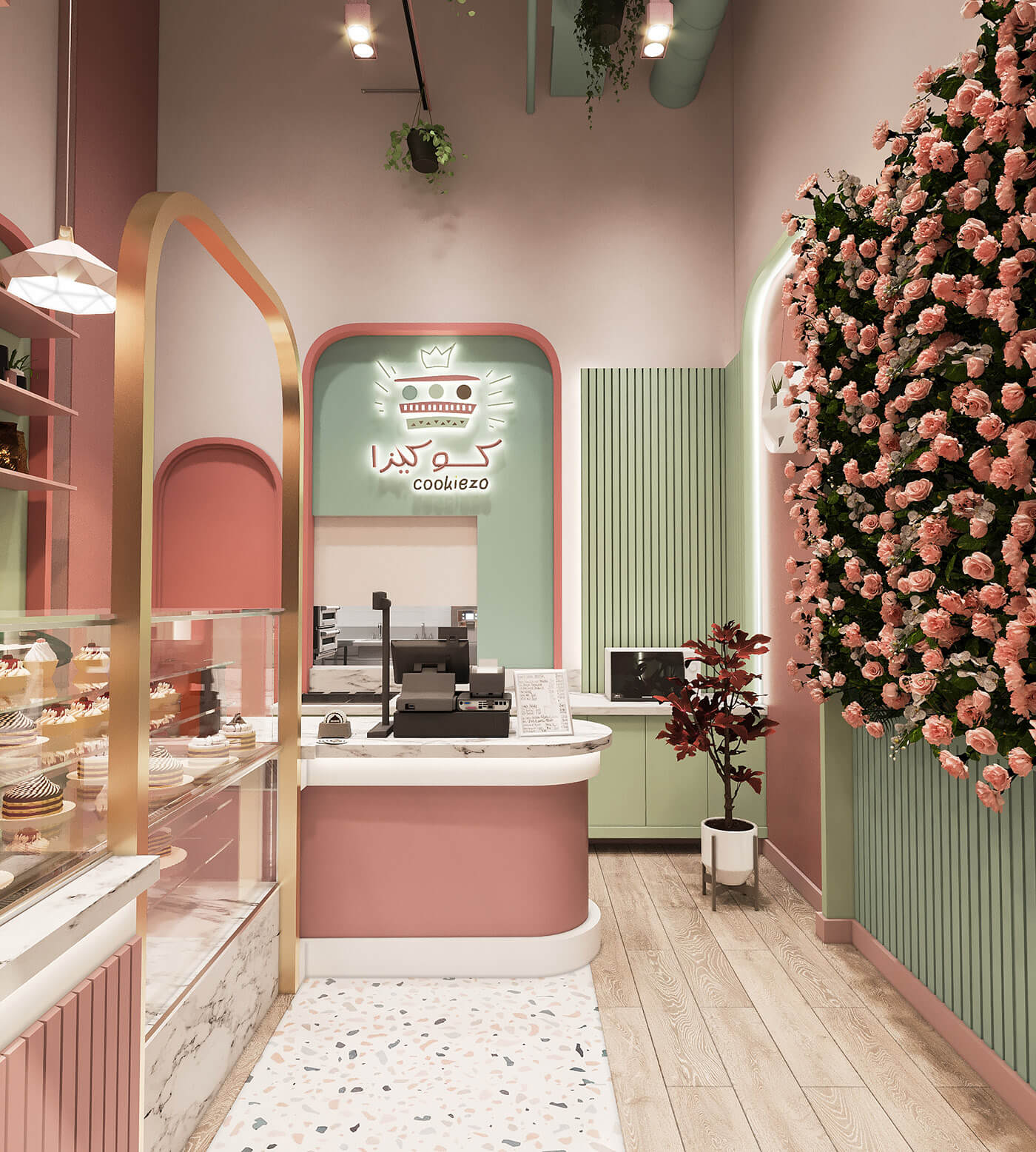 Luxury sweet cookie shop design elegant cake shop counter with factory price for sale 