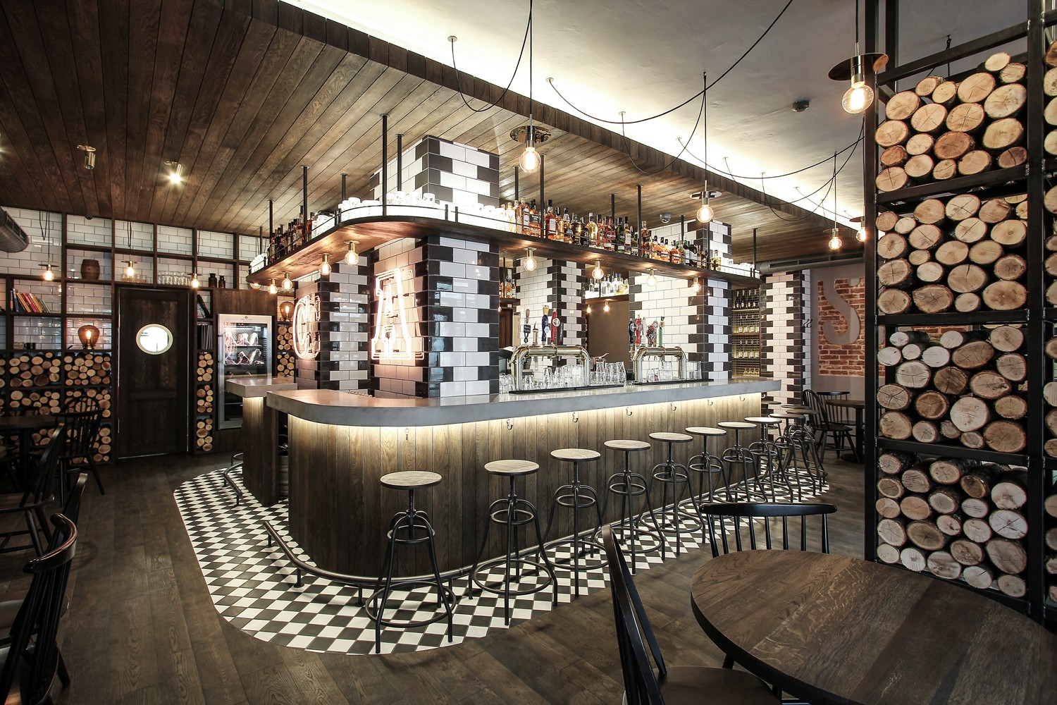 Coffee shop design, counter, display showcase 