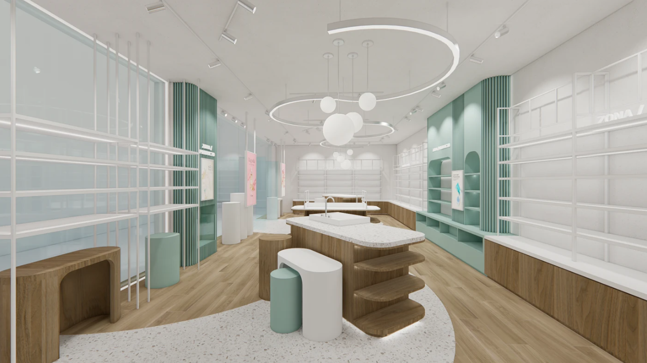 Mint Green Beauty Store Brand Image Background Wall