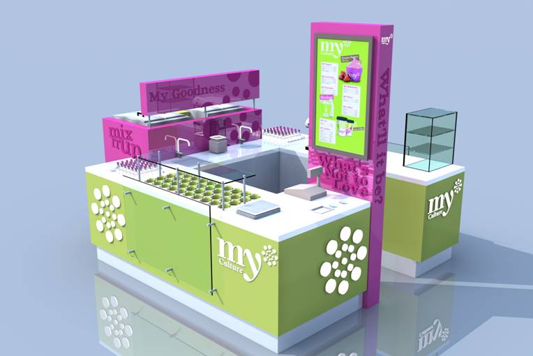 frozen yogurt kiosk in mall