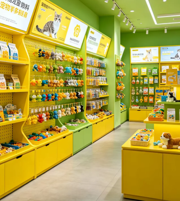 Finished Store Tour – Yellow & Green Pet Shop Full Display Cabinets Real Site Shots