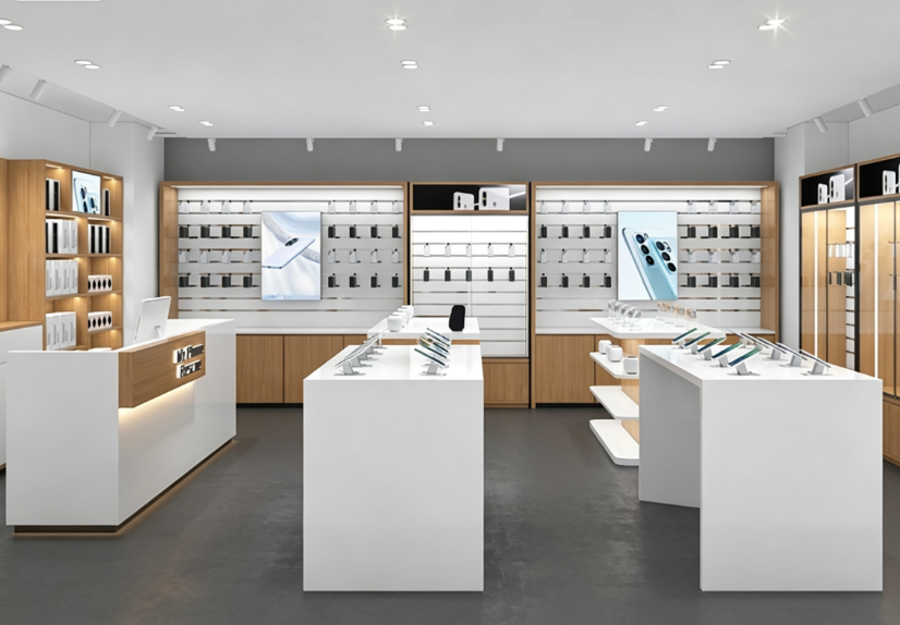 Real On-site Tour｜30㎡ Phone Store Full Display Cabinet Effect (Practical Store Renovation Reference)