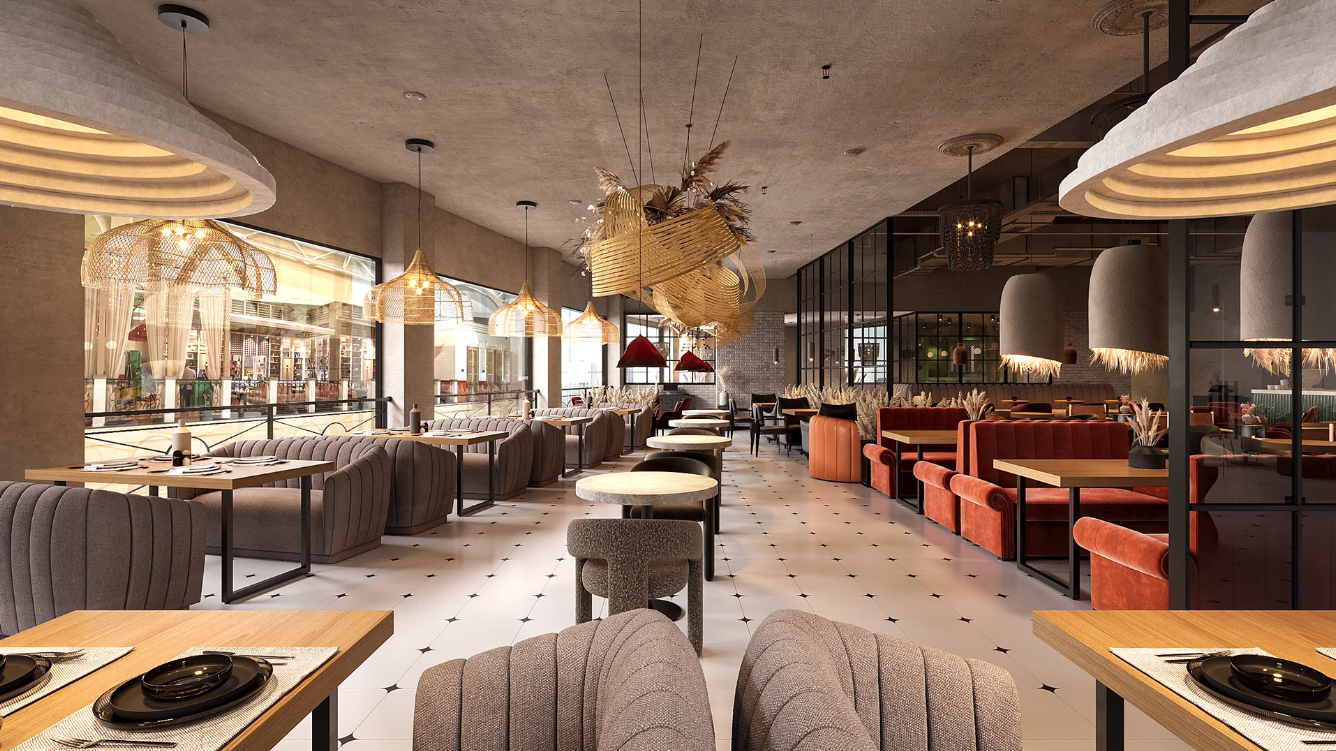 600-Square-Meter Restaurant Design: Industrial Style Mixed with Modern Light Luxury