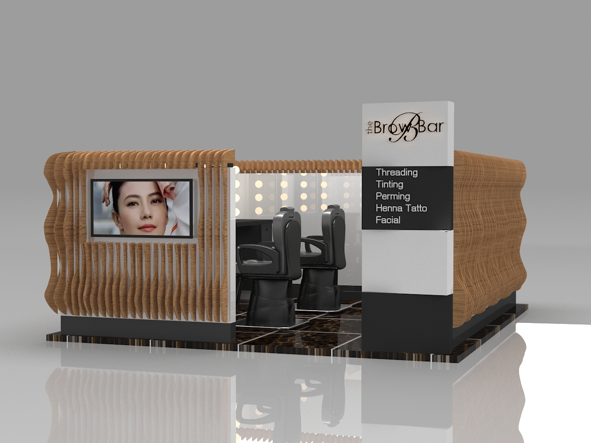 eyebrow threading kiosk design