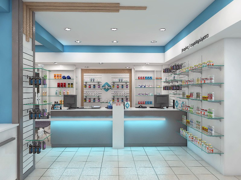 Backlit pharmacy counter design