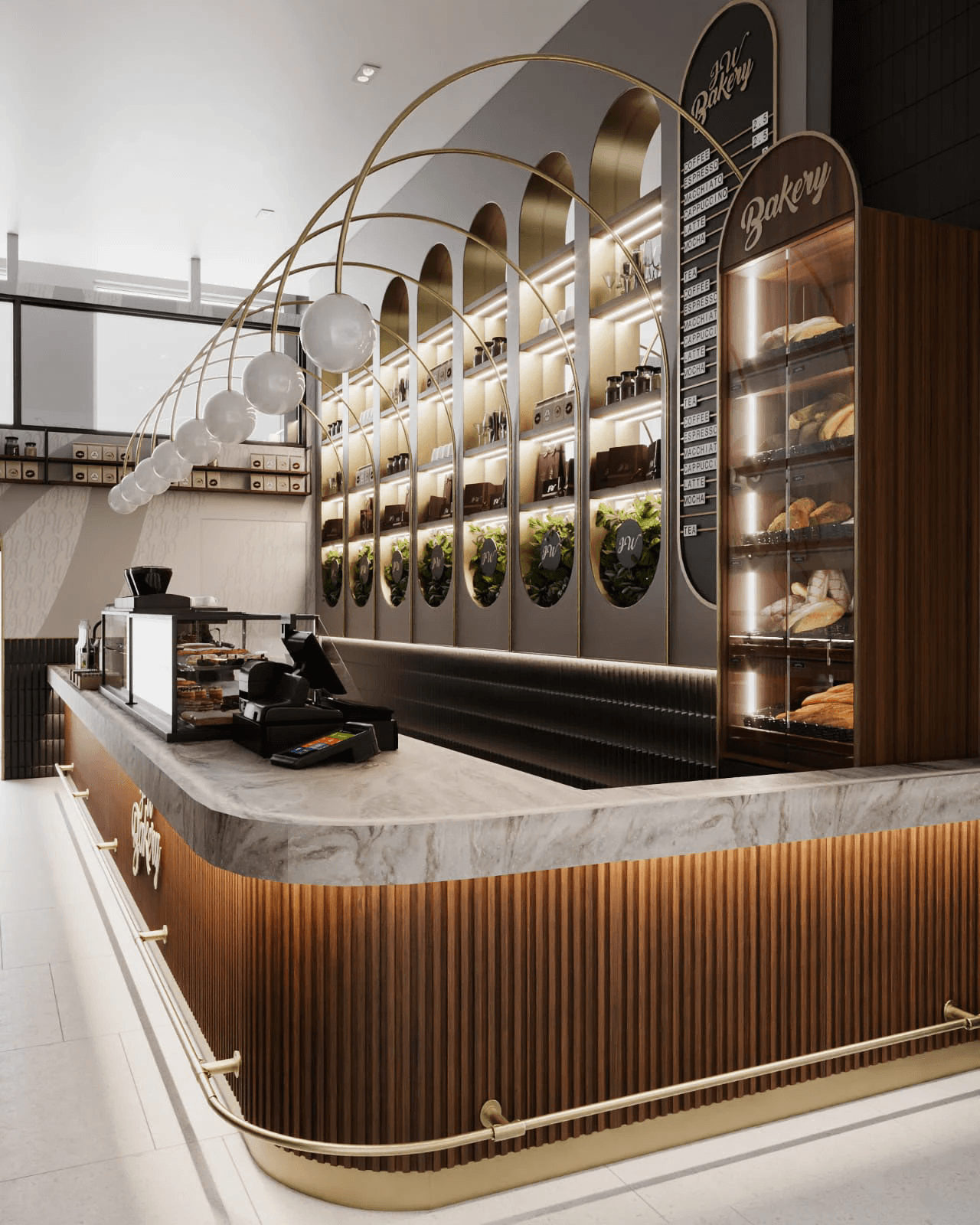 Arched Luxury Bakery Counter Design