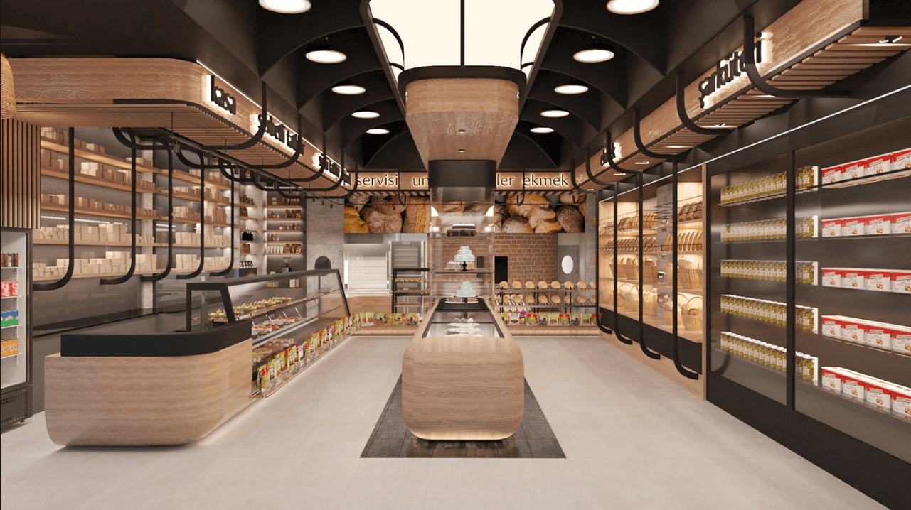 Large Window Bakery Restaurant Design