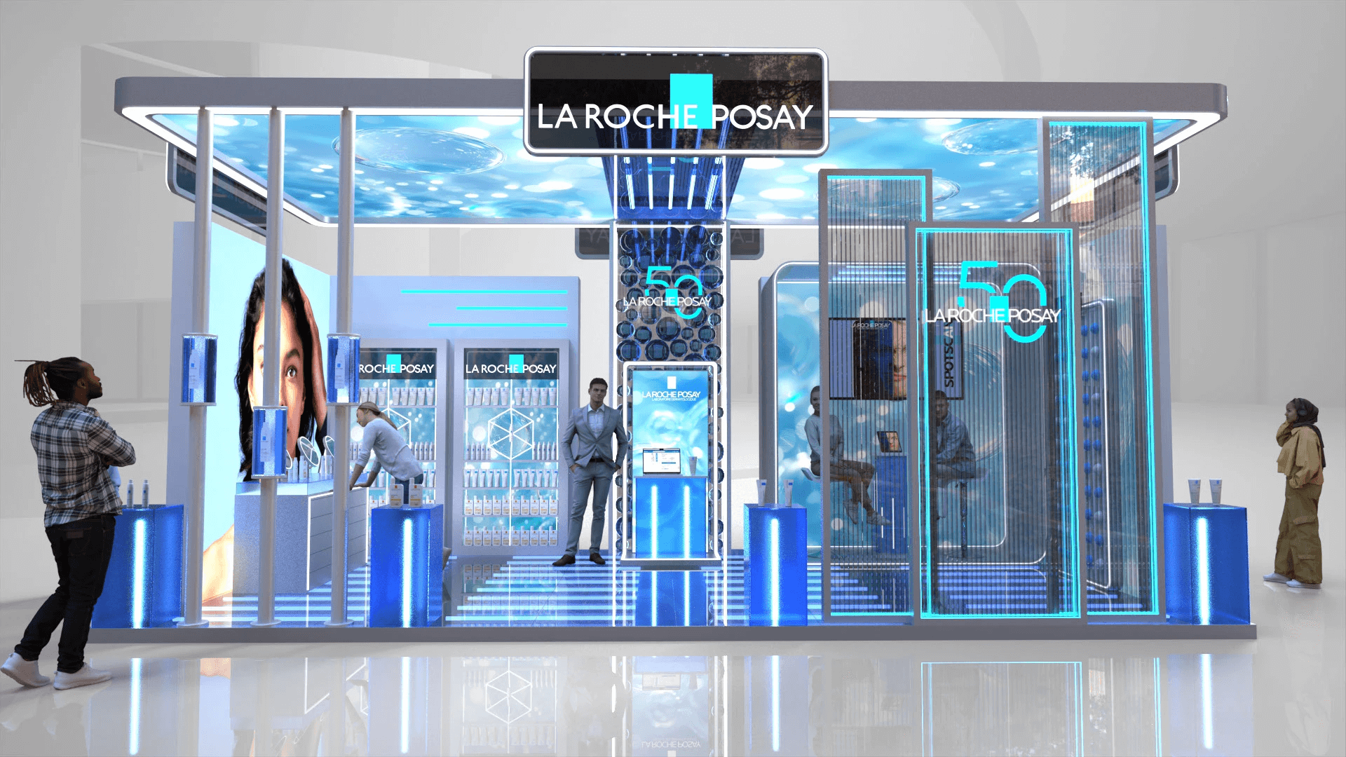 Technological Vibe Pop-Up Cosmetic Display Booth