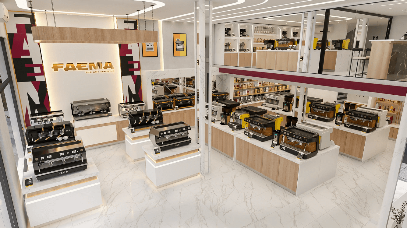 Modern Design for Coffee Machine Exhibition Hall 