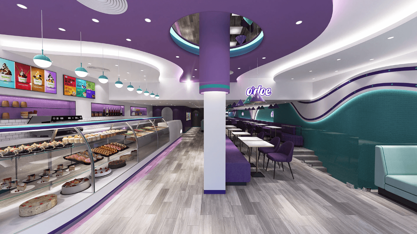 Purple Color Scheme and Design that Suits an Ice Cream Shop