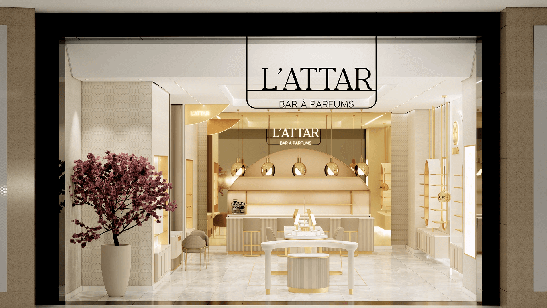 The 3D Design Of The Golden Perfume Flagship Store