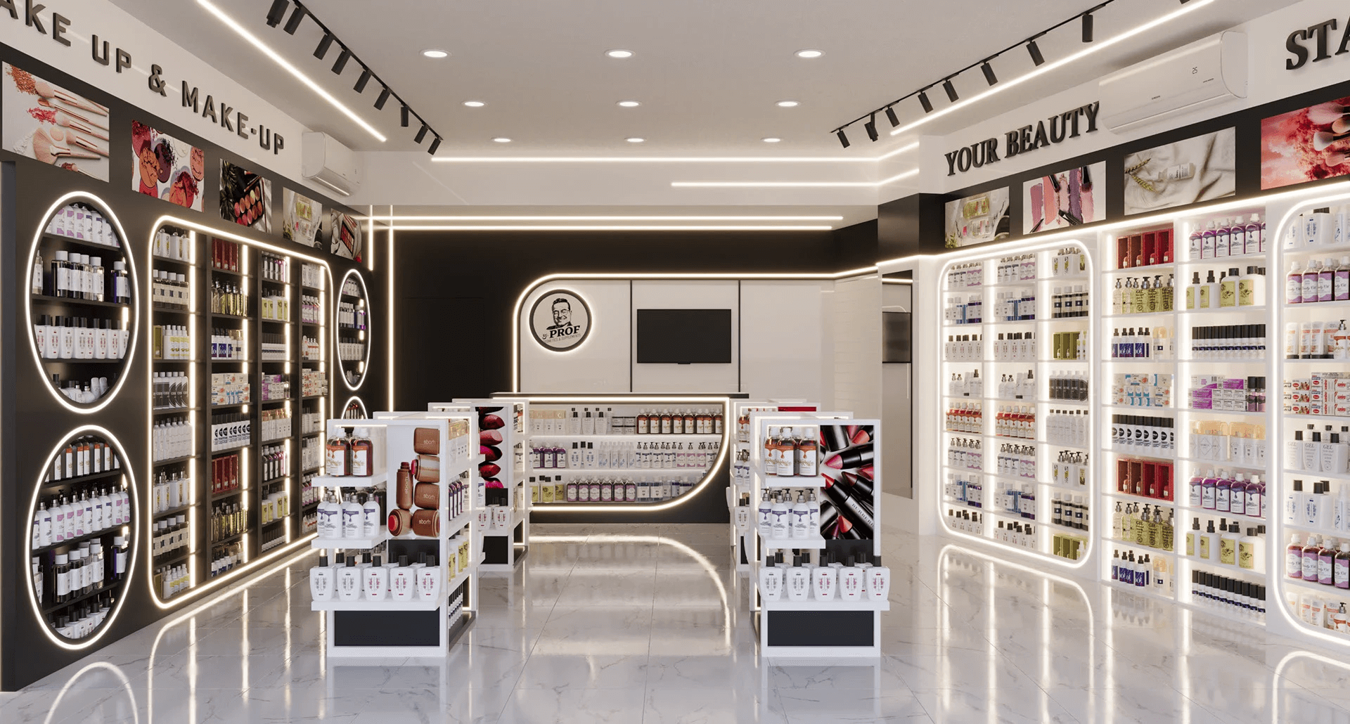 A Lighting-dominated Makeup Retail Store