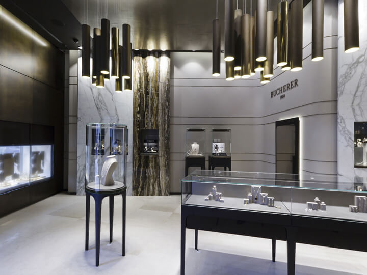 silvery jewelry displays