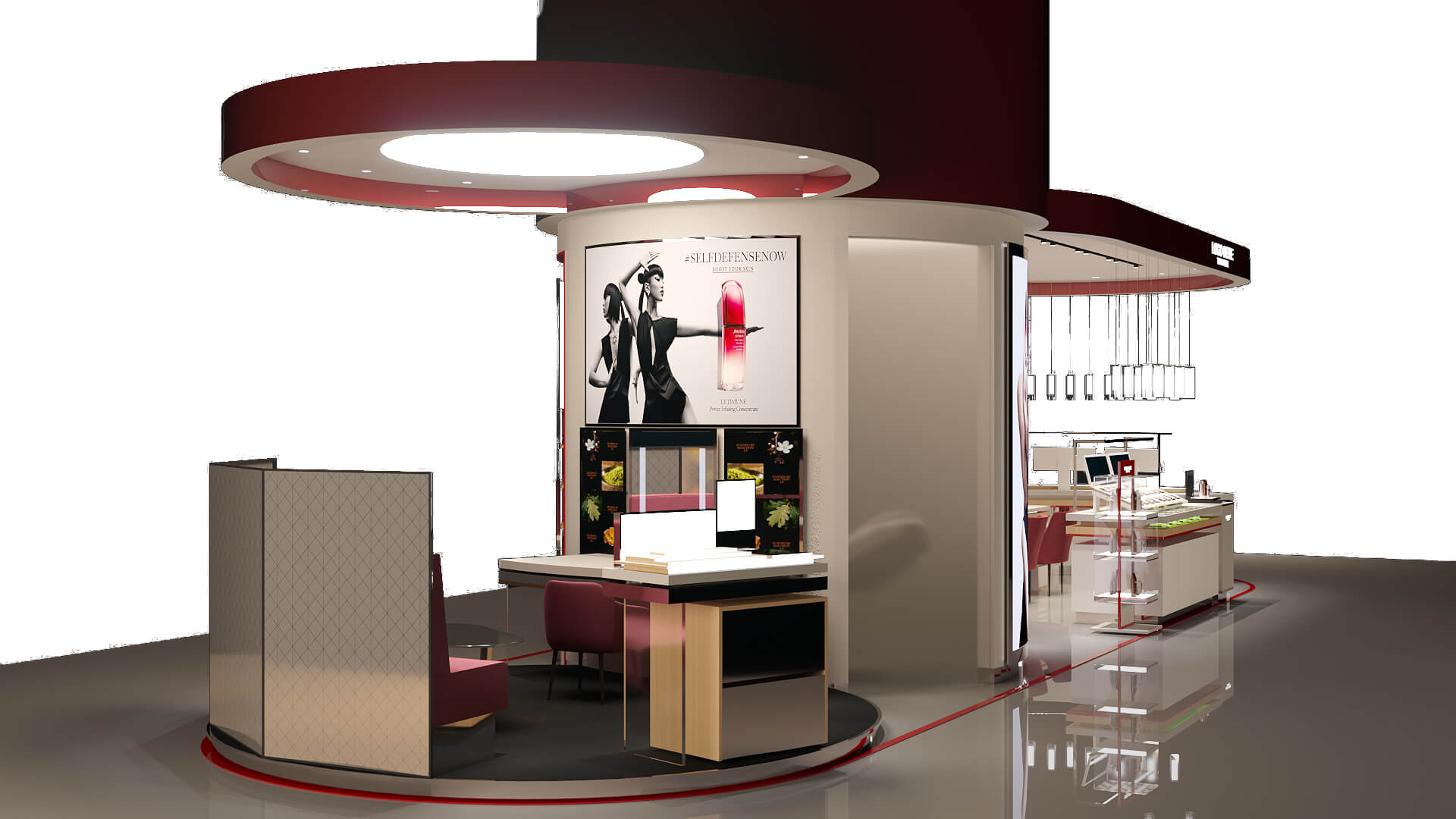skincare kiosk design 