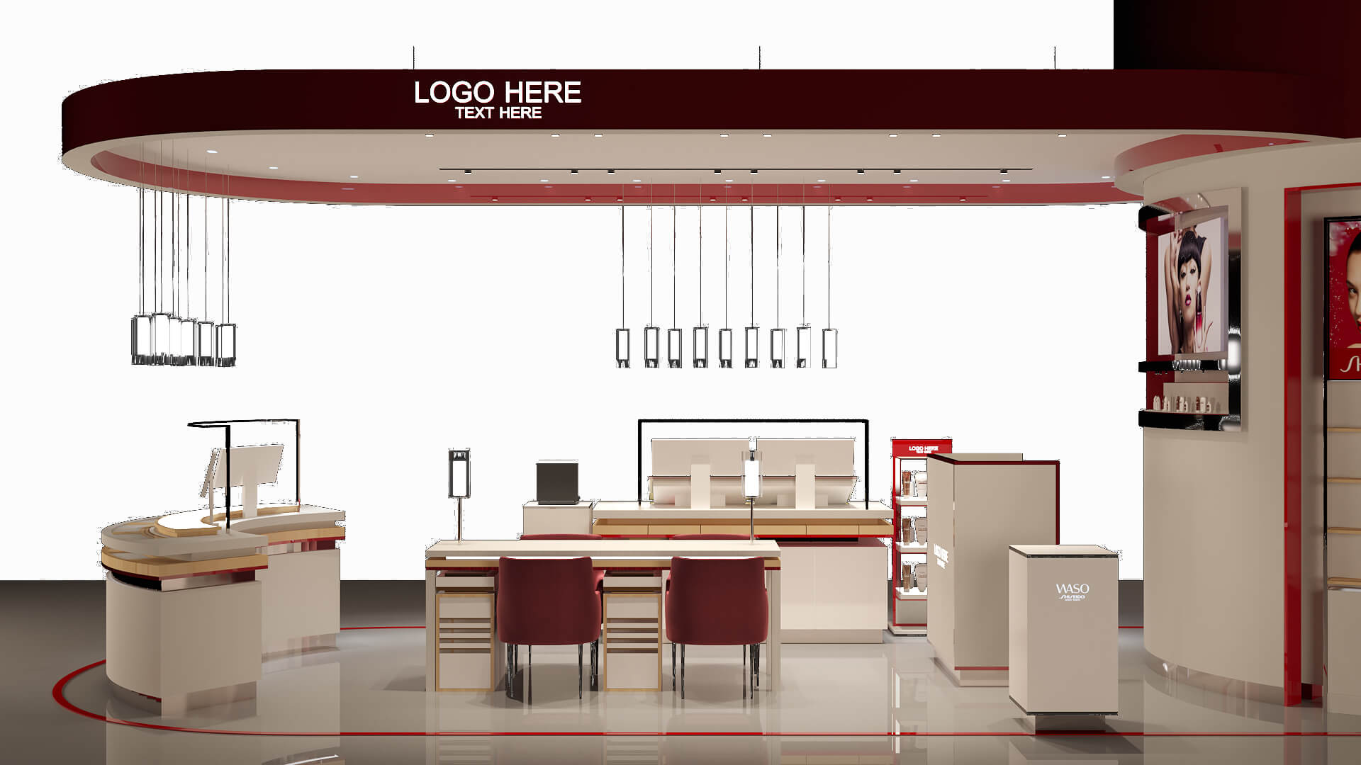 makeup display booth 
