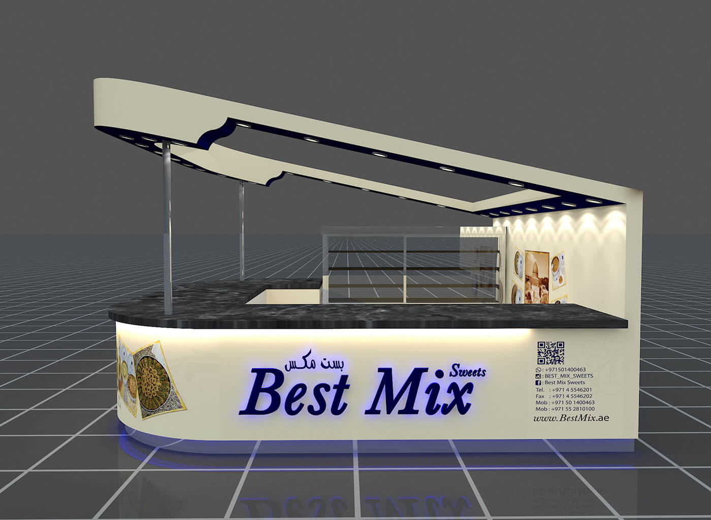 mall food booth design 