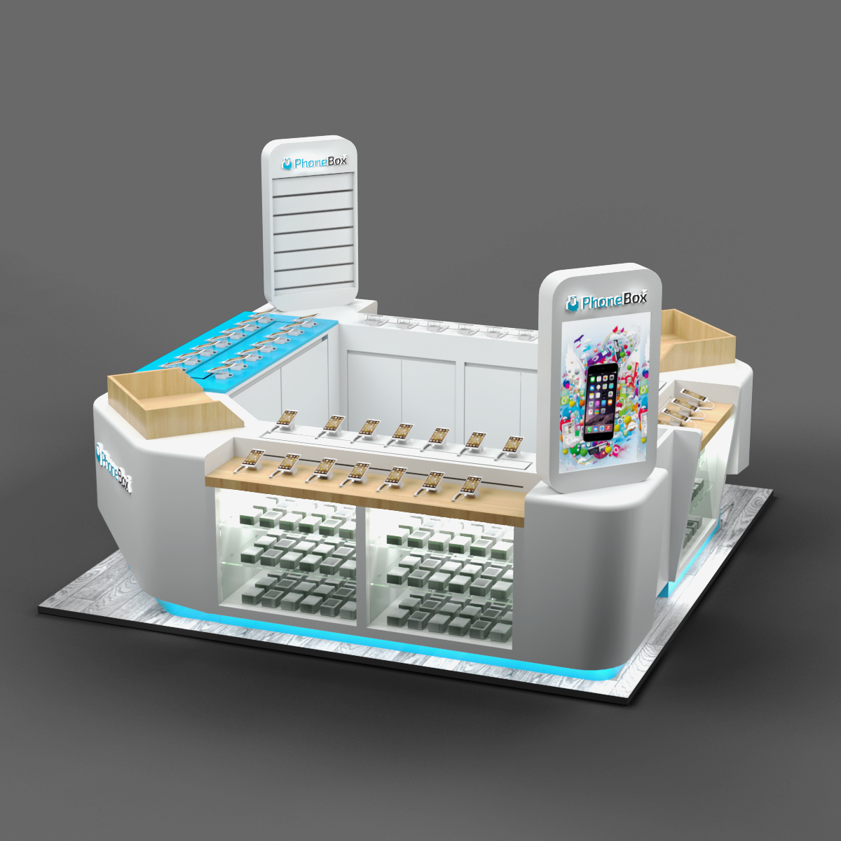 phone accessories display counter
