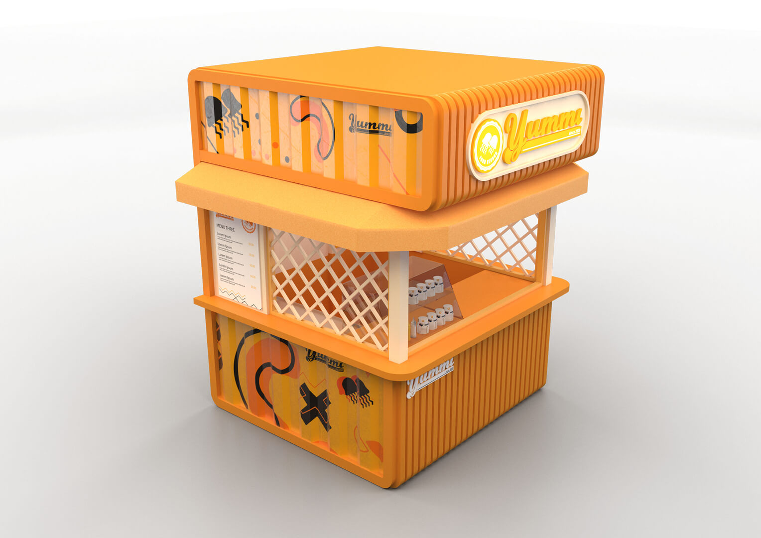 juice display booth for outdoor use 