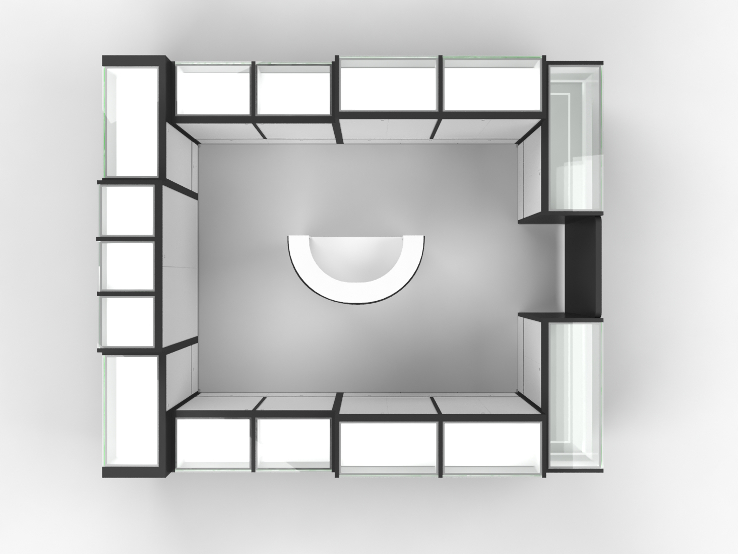 Mall Tempered Glass Crystal Kiosk