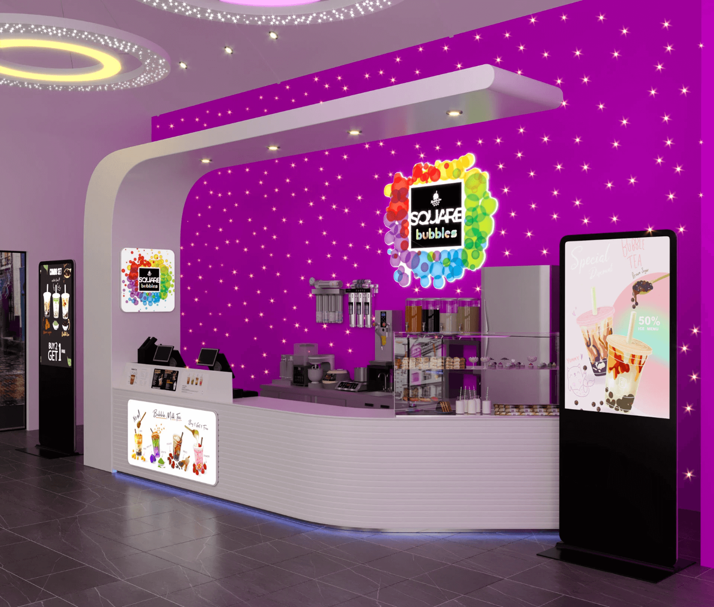 White Bubble Tea Counter
