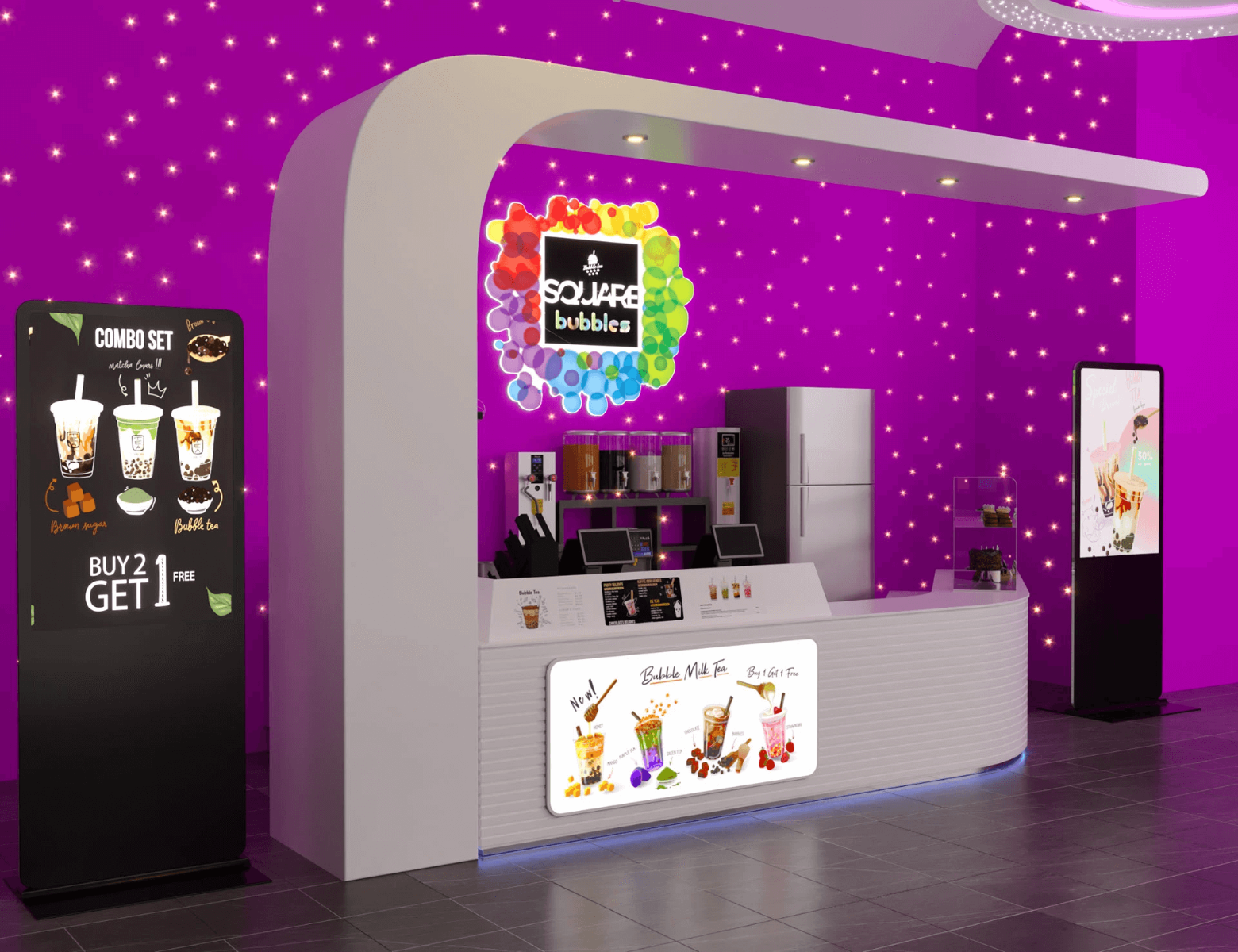 White Bubble Tea Counter