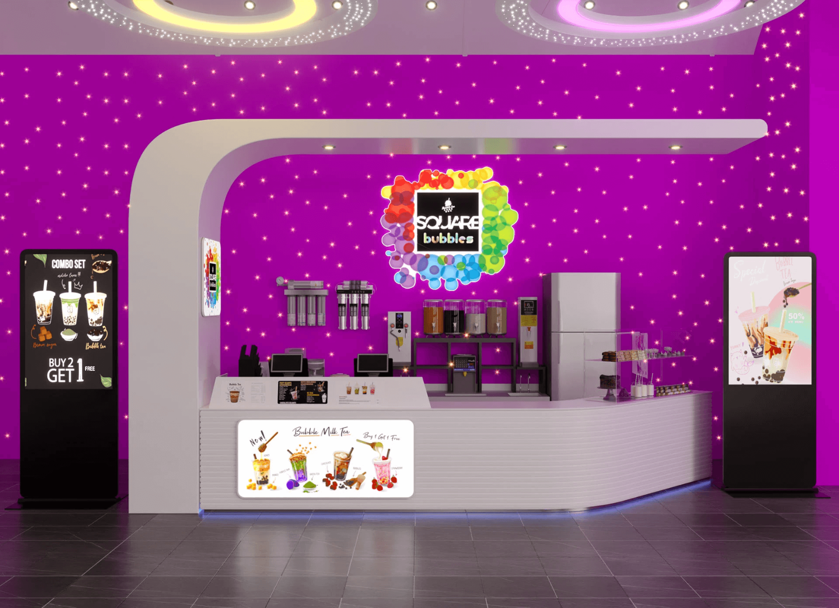White Bubble Tea Counter