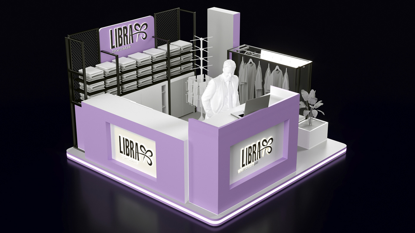 Purple Clothing Display Kiosk
