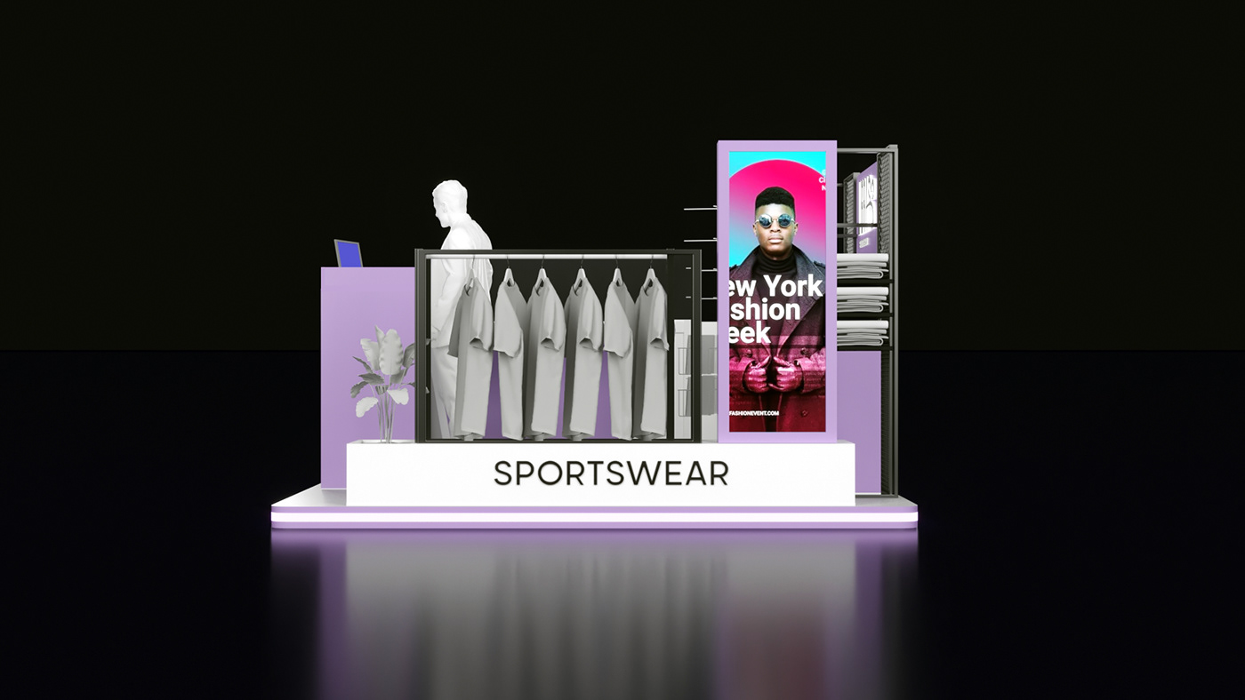 Purple Clothing Display Kiosk