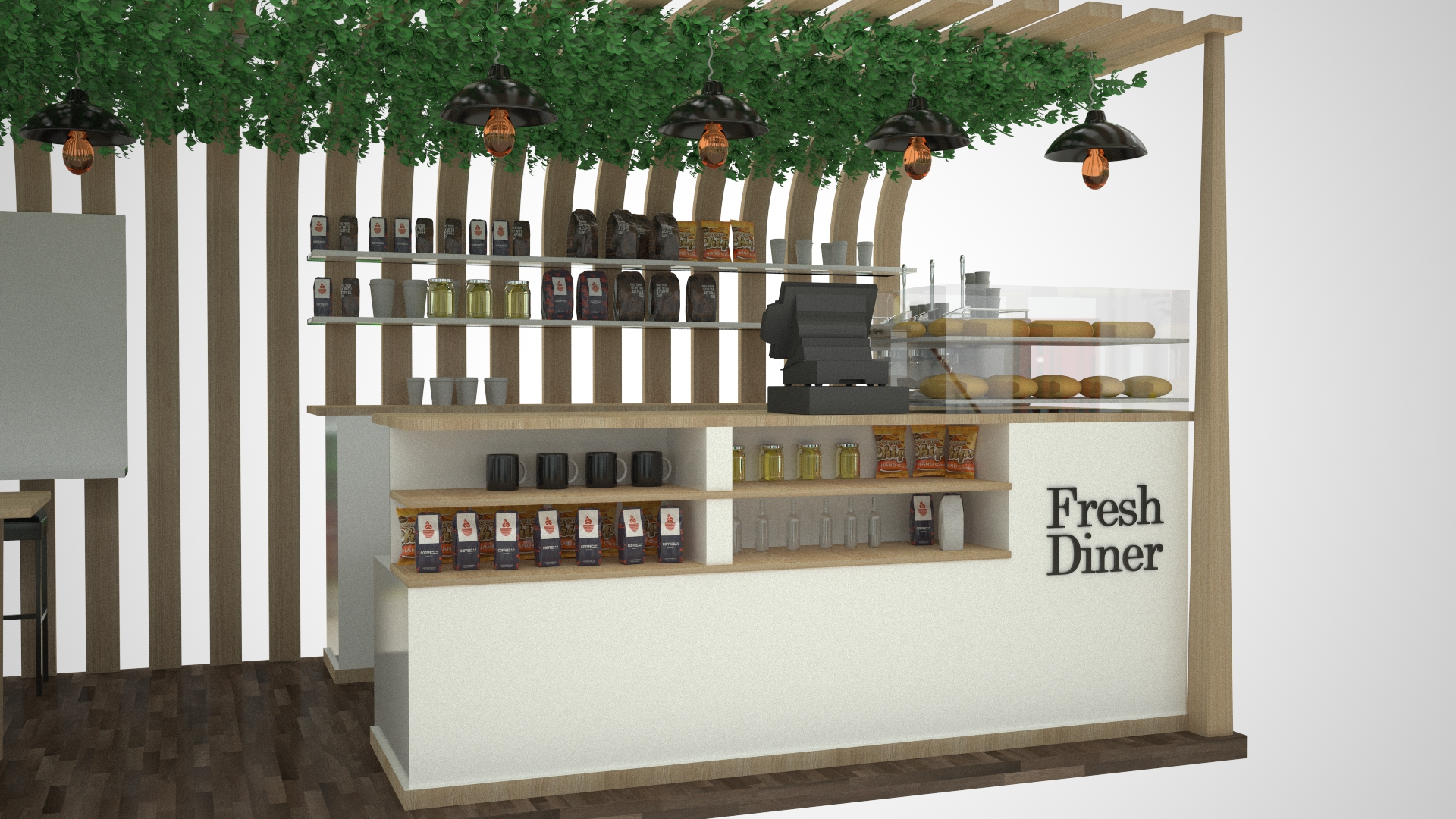 Casual Wooden Food Kiosk