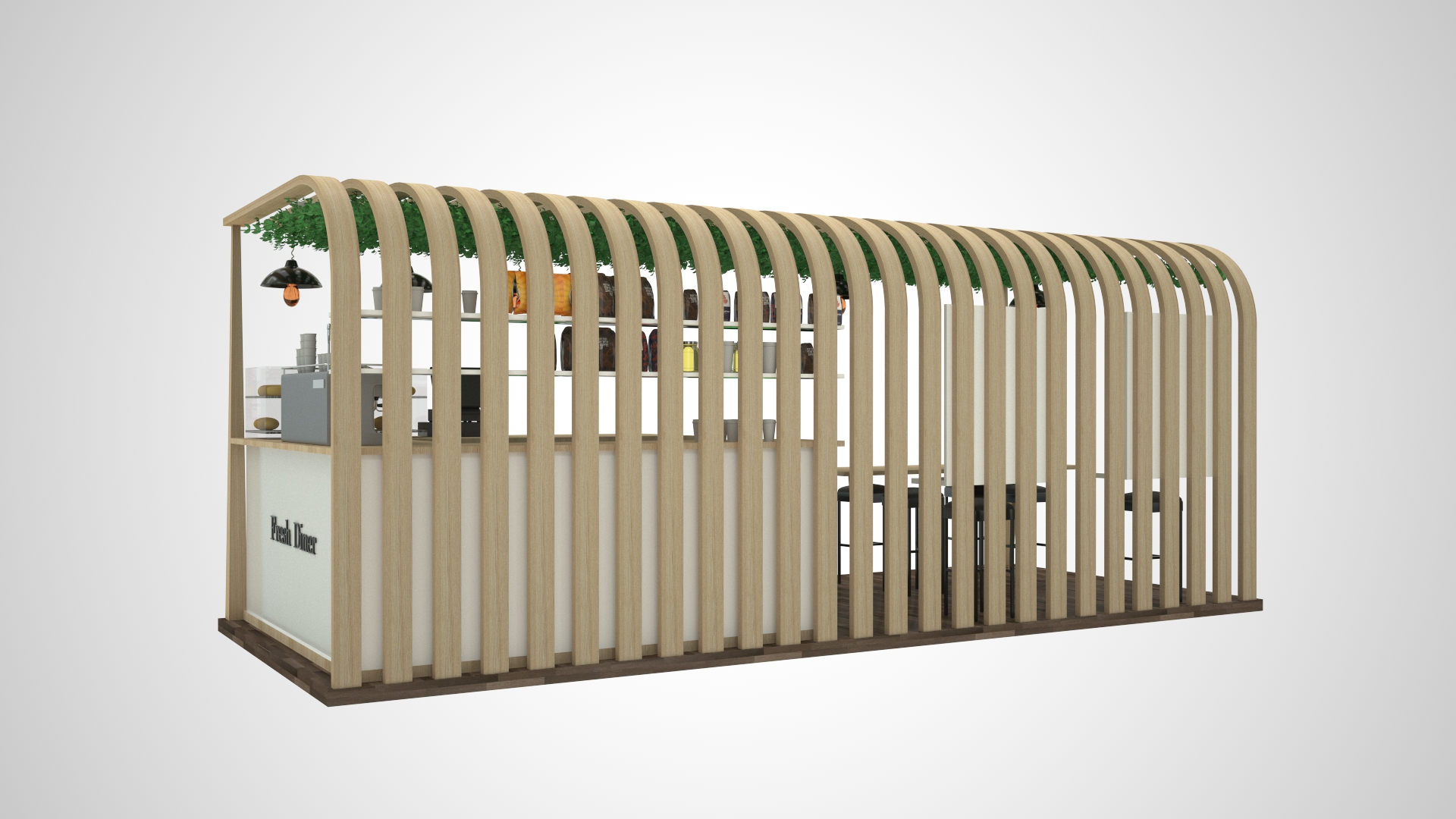 Casual Wooden Food Kiosk